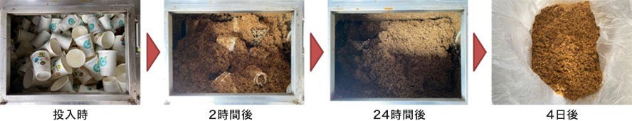 コンポスト設備による堆肥化の様子